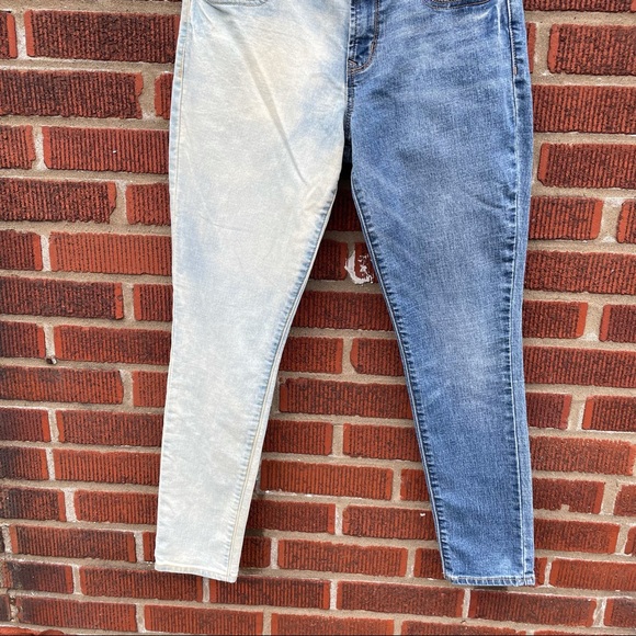 Old Navy Two-Tone Skinny Jeans - Blue and Cream - Picture 2 of 8